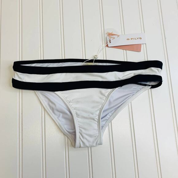 NWT Black White PILYQ  Bikini Bottom Sz Small - Picture 1 of 6